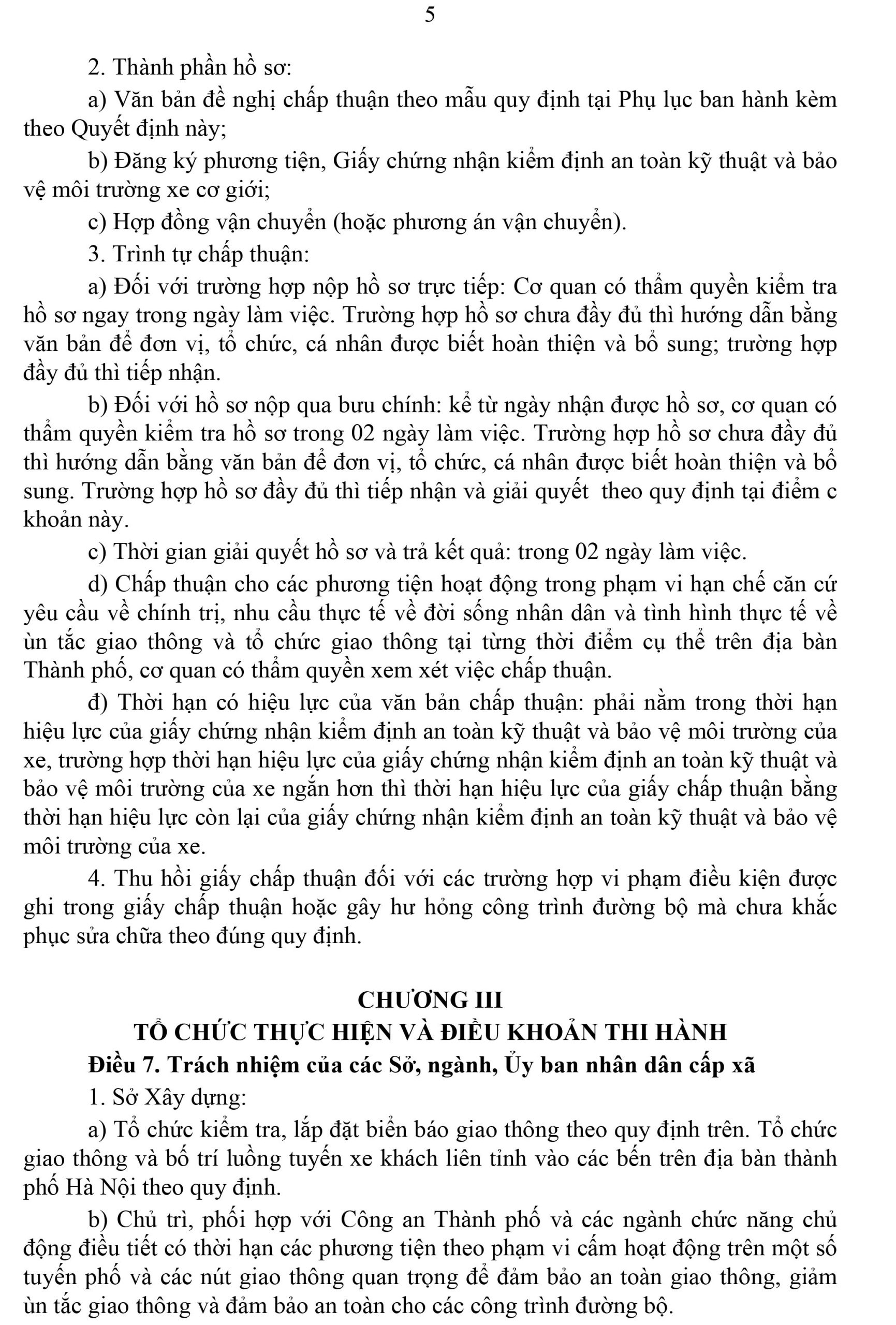 Quyết định hoạt động giao thông đường bộ năm 2026 và giấy phép vào phố cấm hà nội 2026-4