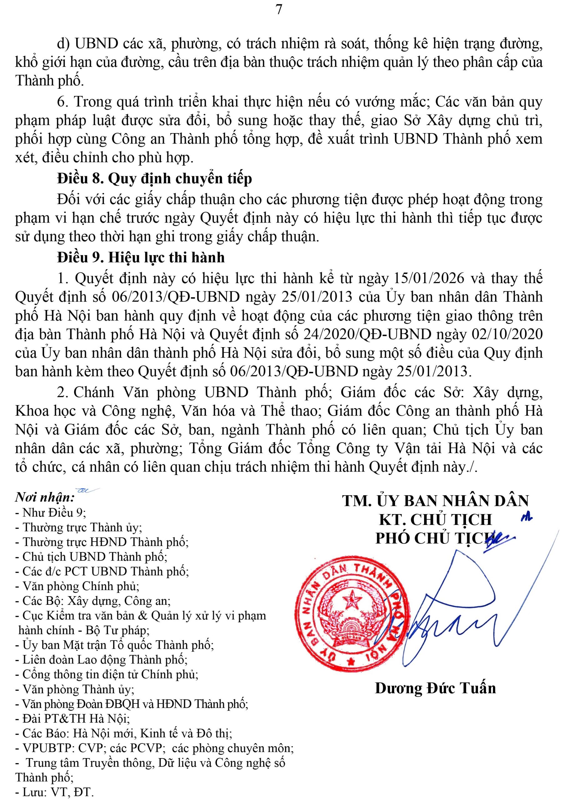 Quyết định hoạt động giao thông đường bộ năm 2026 và giấy phép vào phố cấm hà nội 2026-6